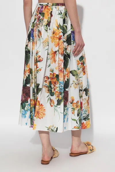 Dolce & Gabbana Flower-bouquet Print Midi Skirt In Multi