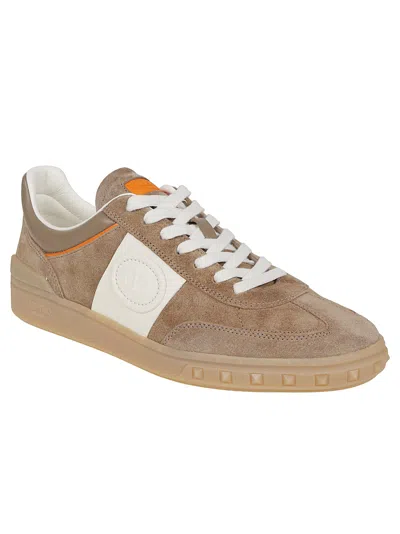 Valentino Upvillage Low-top Suede Sneakers In Sand