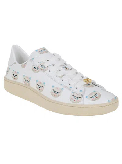 Valentino Artistic Maison Cat Leather Sneakers In White
