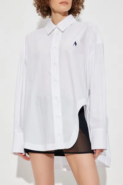 Attico Oversized Cotton Shirt Long Sleeves Collar In White