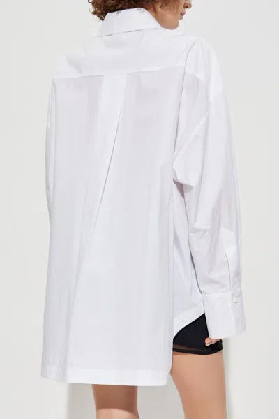 Attico Oversized Cotton Shirt Long Sleeves Collar In White