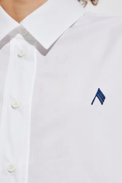 Attico Oversized Cotton Shirt Long Sleeves Collar In White