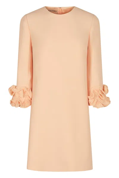 Valentino Garavani Wool And Silk Short Dress In Neutral