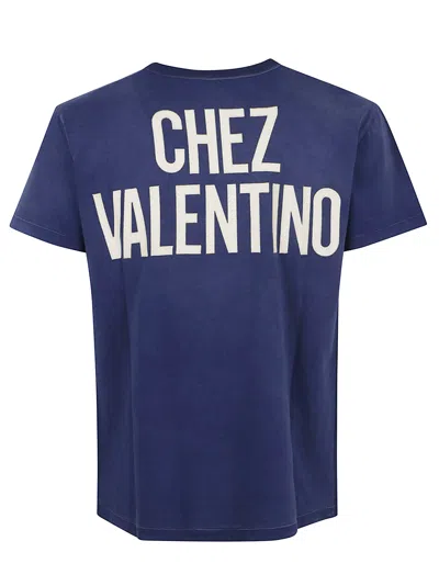 Valentino Panther Graphic Print Crew Neck T-shirt In Blue