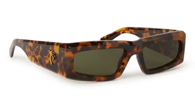 Palm Angels Bold Rectangular Tortoiseshell Frame Yreka Sunglasses In Brown