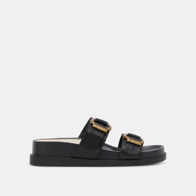 Trove Soya Sandals Onyx Leather - Re:vita In Black