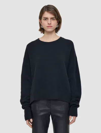 Joseph Brushed Cashmere Round Neck Jumper In Black