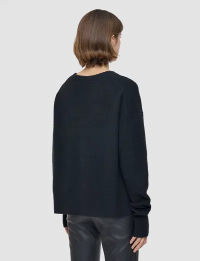 Joseph Brushed Cashmere Round Neck Jumper In Black