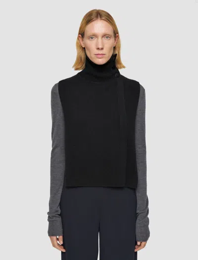 Joseph Womens Black Funnel-neck Sleeveless Cashmere Blend Bib In Black