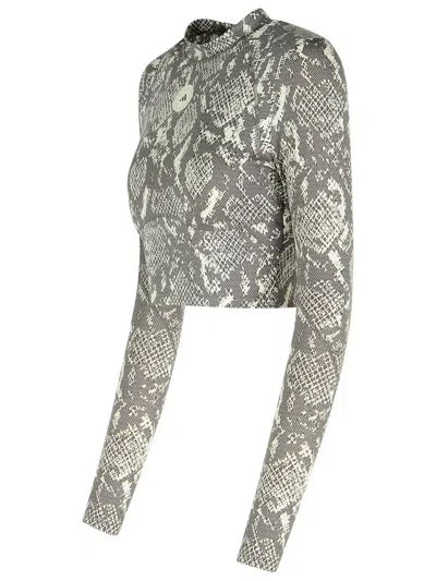 Adidas By Stella Mccartney Cropped Snake-print Stretch Recycled Top In Gray