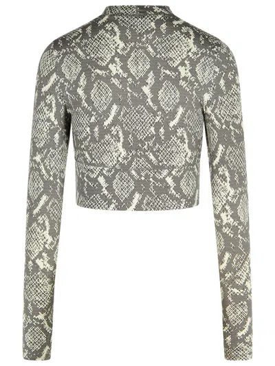 Adidas By Stella Mccartney Cropped Snake-print Stretch Recycled Top In Gray