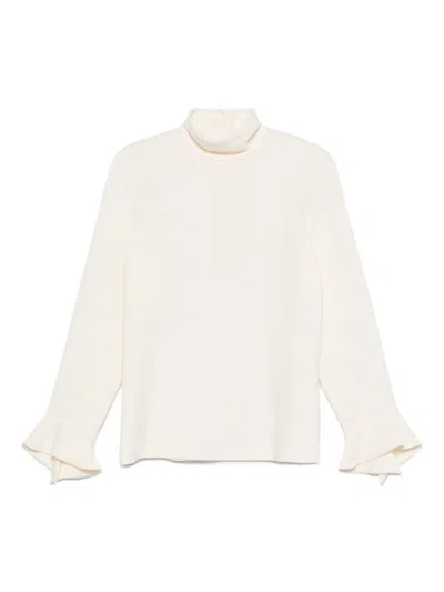 Alberto Biani Bell Sleeves High Neck Ruffled Cuffs