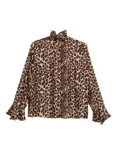 Alberto Biani Leopard Print High-neck Shirt In Animal Print