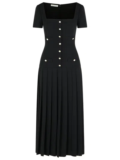Alessandra Rich Wool Dress With Button Detailing In Black