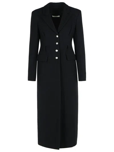 Alessandra Rich Wool Blend Coat Button Detailing In Black