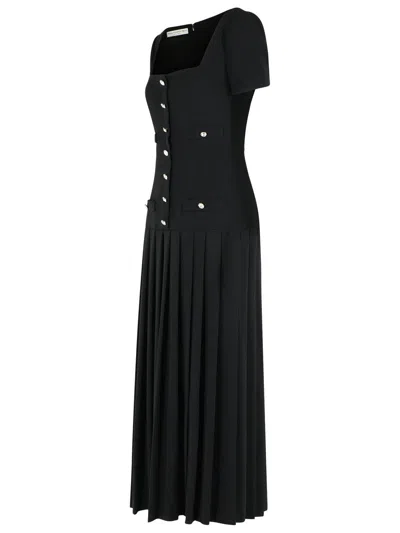 Alessandra Rich Wool Dress With Button Detailing In Black