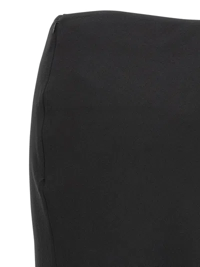 Alessandra Rich Fluid Black Silk Crepe Maxi Skirt With Lined Elegance In Black