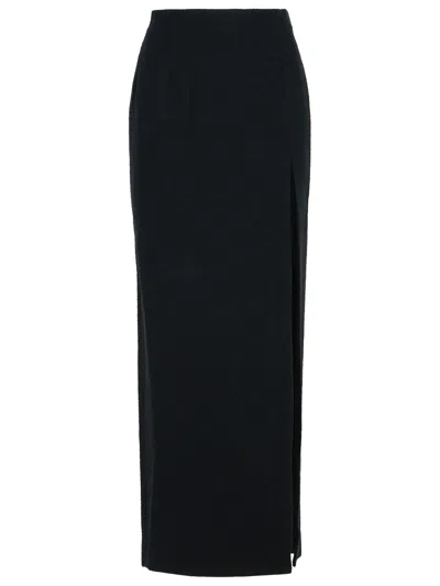 Alessandra Rich Long Skirt In Black Virgin Wool Blend Women In Black