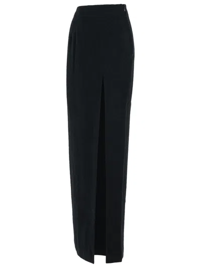 Alessandra Rich Long Skirt In Black Virgin Wool Blend Women In Black