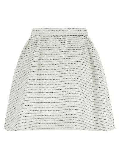 Alessandra Rich Tweed Mini Skirt With Micro Sequins And Pleated Waist