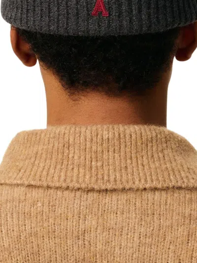 Ami Alexandre Mattiussi Ami Paris Ami Paris De Coeur Wool Beanie In Black