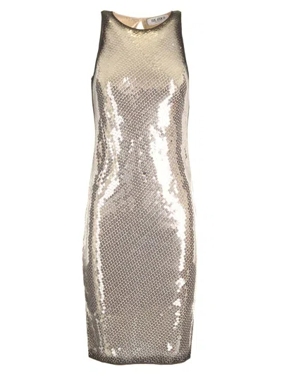 Attico All Over Sequins Mini Dress Dresses Silver In Silver