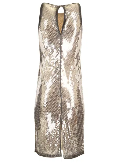 Attico All Over Sequins Mini Dress Dresses Silver In Silver