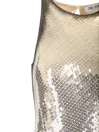Attico All Over Sequins Mini Dress Dresses Silver In Silver