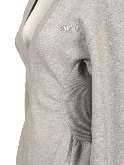 Attico Grey Mini Dress With V Neck And Logo Lettering On The Front In Gray