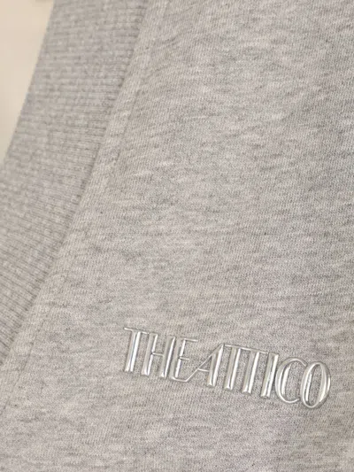 Attico Grey Mini Dress With V Neck And Logo Lettering On The Front In Gray