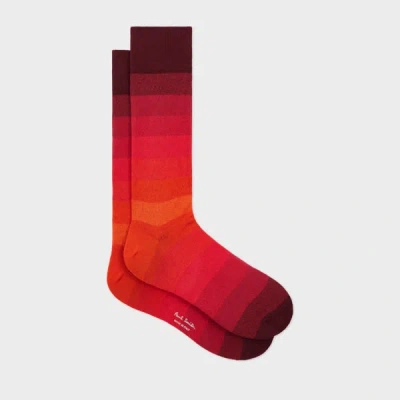 Paul Smith Red Cotton-blend Ombre Stripe Socks In Red