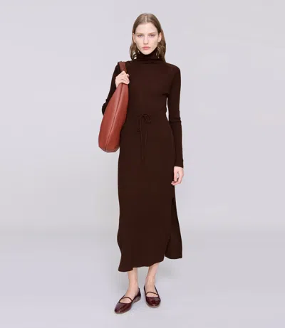 A.p.c. Brown Virgin Wool Dress In Multi