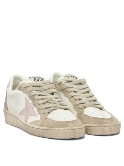 Golden Goose 'ballstar' White Low Top Sneakers With Glittered Star Patch On The Side And Glittered Heel With Logo