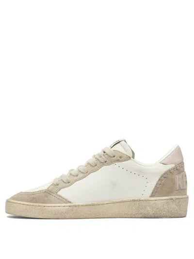 Golden Goose 'ballstar' White Low Top Sneakers With Glittered Star Patch On The Side And Glittered Heel With Logo