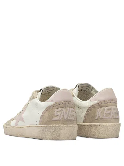 Golden Goose 'ballstar' White Low Top Sneakers With Glittered Star Patch On The Side And Glittered Heel With Logo