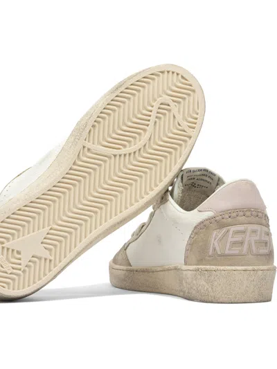 Golden Goose 'ballstar' White Low Top Sneakers With Glittered Star Patch On The Side And Glittered Heel With Logo