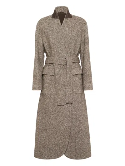 Brunello Cucinelli Coat Wrap Belted Notched Lapel