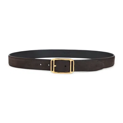 Tom Ford Adjustable Length Gold-tone Buckle Suede Finish In Black