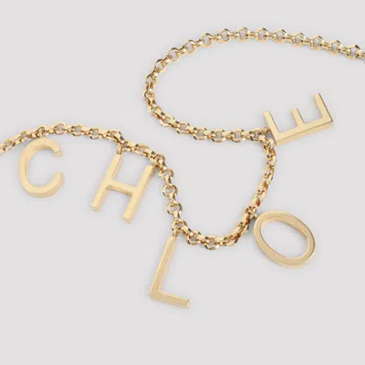 Chloé Metallic Double Chain Belt In Neutral