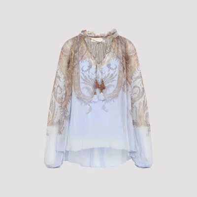 Zimmermann Womens Lilac Paisley Billow Printed Chiffon Blouse In Multi