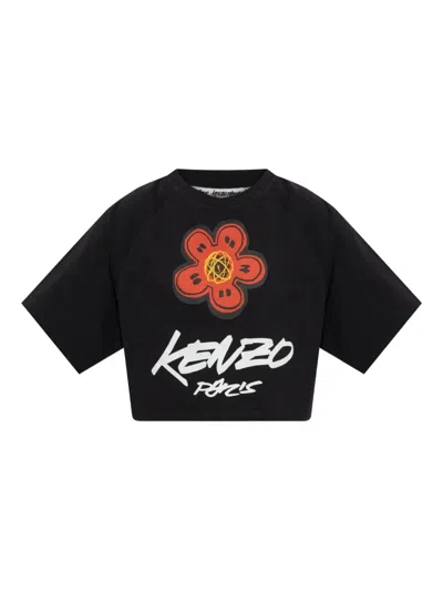 Kenzo Boke Flower Crop T-shirt In Black