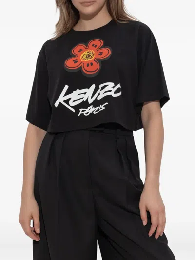 Kenzo Boke Flower Crop T-shirt In Black