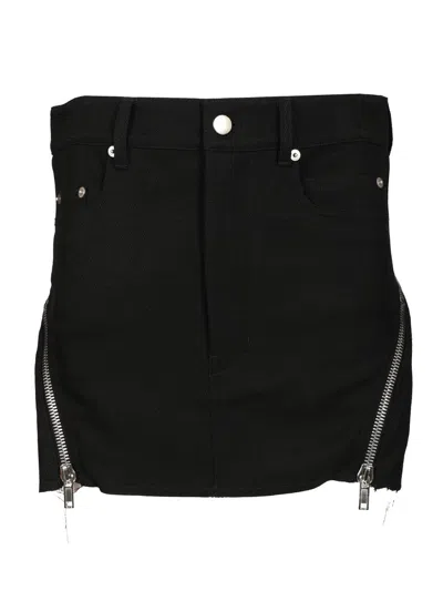 Rick Owens Bolan Banana Mini Skirt Drill Wool Skirts Black In Black
