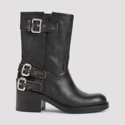 Chloé Dakota Block Heel Buckle Mid-calf Boots In Black