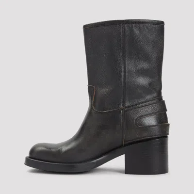 Chloé Dakota Block Heel Buckle Mid-calf Boots In Black