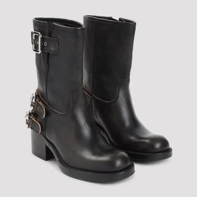 Chloé Dakota Block Heel Buckle Mid-calf Boots In Black