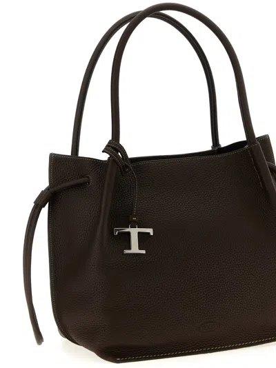 Tod's Brown Shoulder Bag With Two Top Handles And Drawstring Closure In Brown