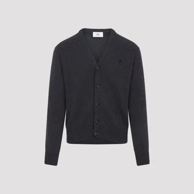 Ami Alexandre Mattiussi Ami Cashmere Blend Cardigan With Deep V-neck In Multi