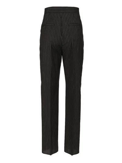 Max Mara Sesamo Pinstripe Wool Straight Leg Pants In Black