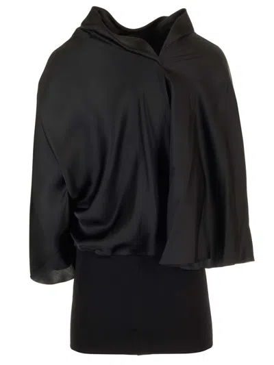 Rick Owens Charmeuse Viscose Cylinder Neck Top Jackets Black In Black